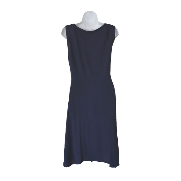 A8 Auth EILEEN FISHER Navy Asymmetrical High Low Hemline Sleeveless Dress Size M - Picture 3 of 4